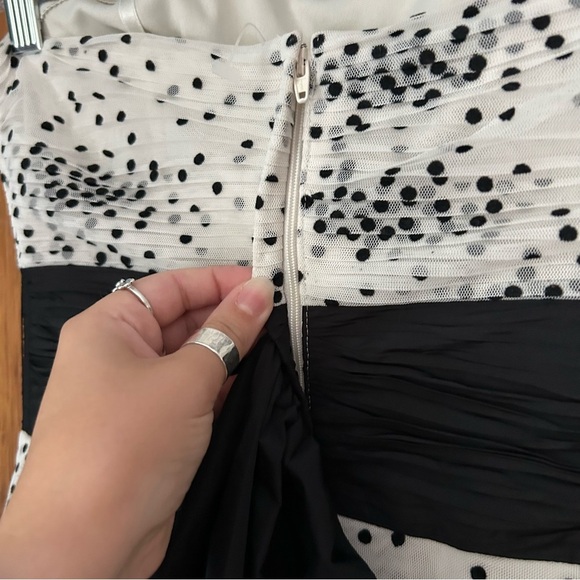 BCBGMAXAZRIA Black and White Polka Dot Strapless Tulle Dress - Picture 9 of 9